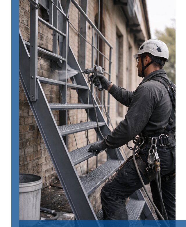 Покраска и антикоррозионная защита пожарных лестниц в Гудермесе