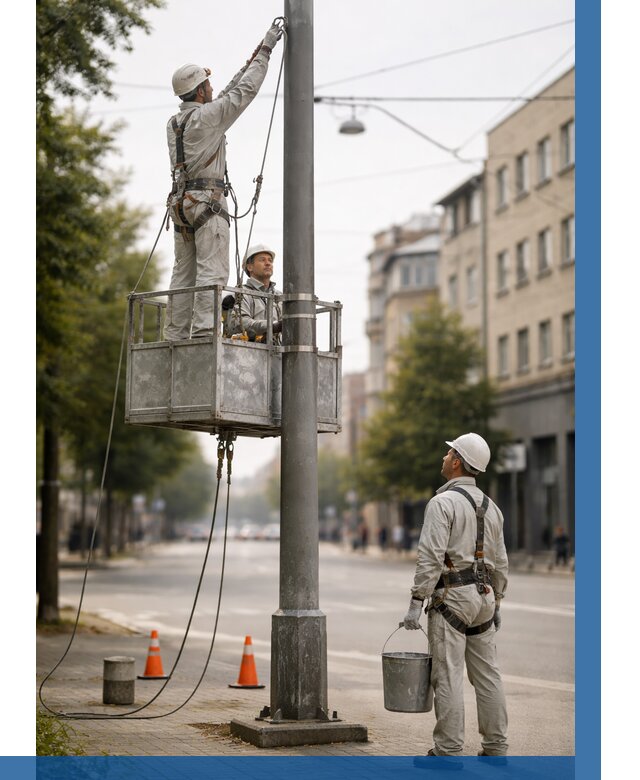 Покраска опор освещения в Гудермесе от 5124 р. | ВЫСОТНИК-Гдр