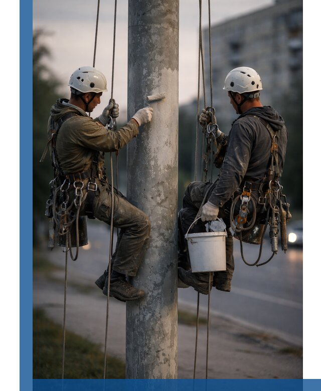 Покраска опор освещения и антикоррозийная защита в Гудермесе