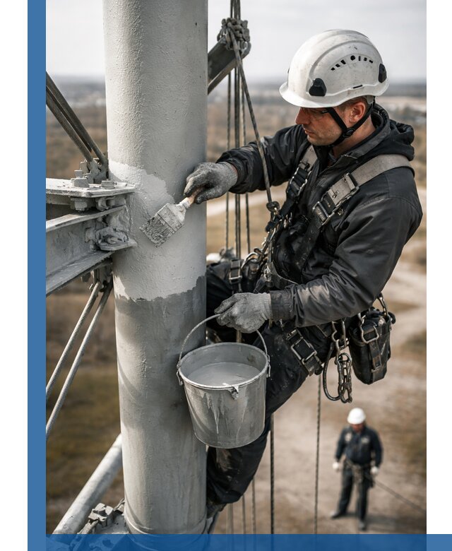 Покраска мачт связи в Гудермесе промышленными альпинистами