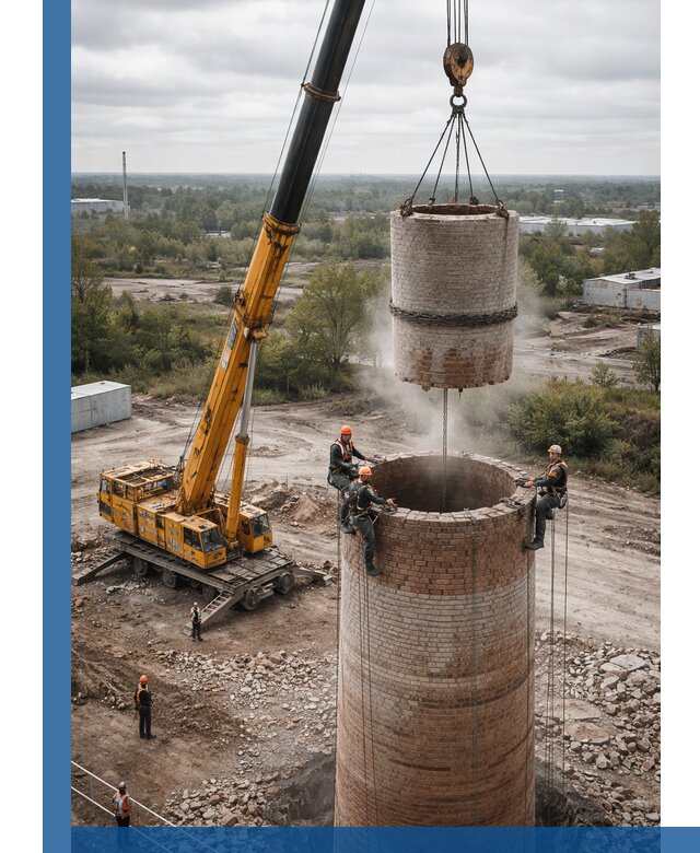 Демонтаж дымовой трубы в Гудермесе с гарантиями безопасности