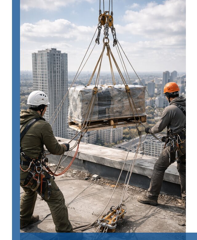 Подъем и монтаж крупногабаритных грузов на крышу в Гудермесе