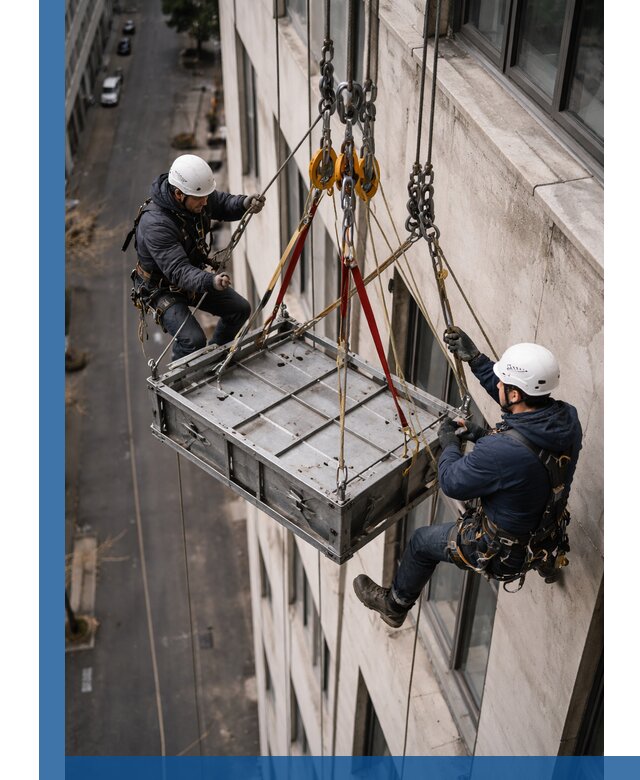 Спуск и подъем грузов по фасаду в Гудермесе для зданий