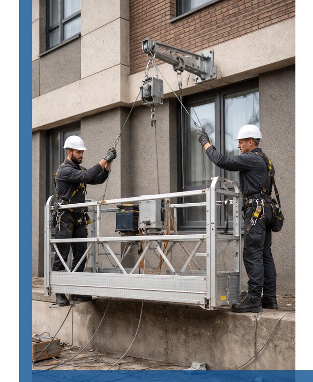 Монтаж и подъем фасадной люльки в Гудермесе с гарантией безопасности