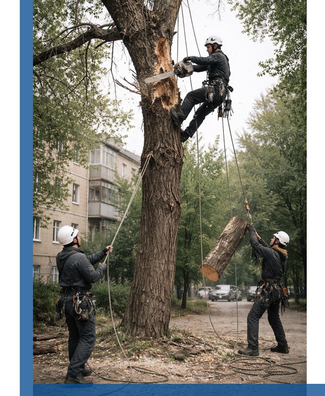 Срочное удаление аварийных деревьев в Гудермесе с гарантией безопасности