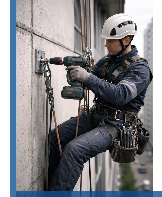 Установка анкерных точек для высотных работ в Гудермесе