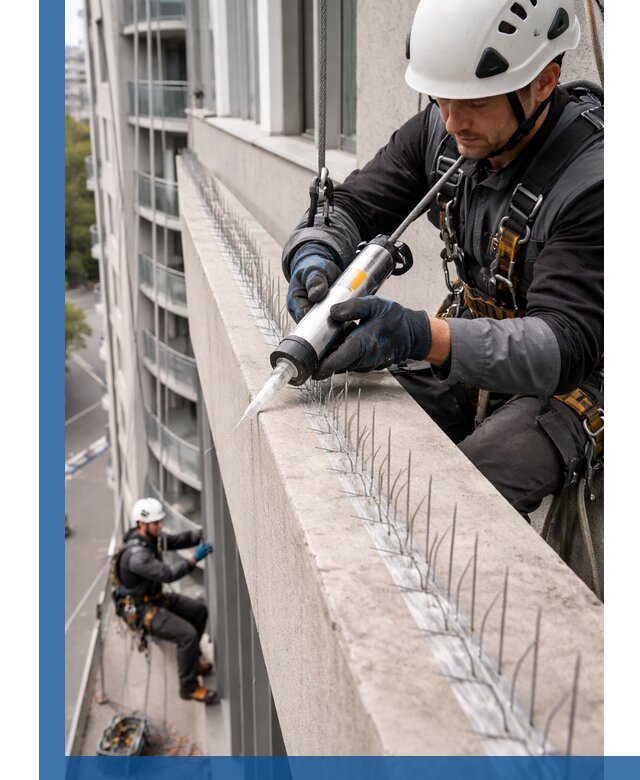 Установка шипов от птиц на фасадах и кровлях в Гудермесе